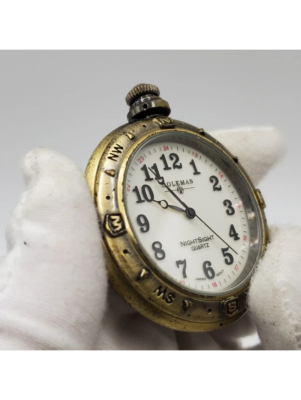 Colman Nightsight Compass Style Pocket Watch 47mm New Battery Please Read